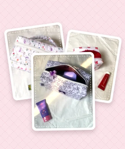 Mogo gift box with a vanity bag, a large pouch and a mini pouch